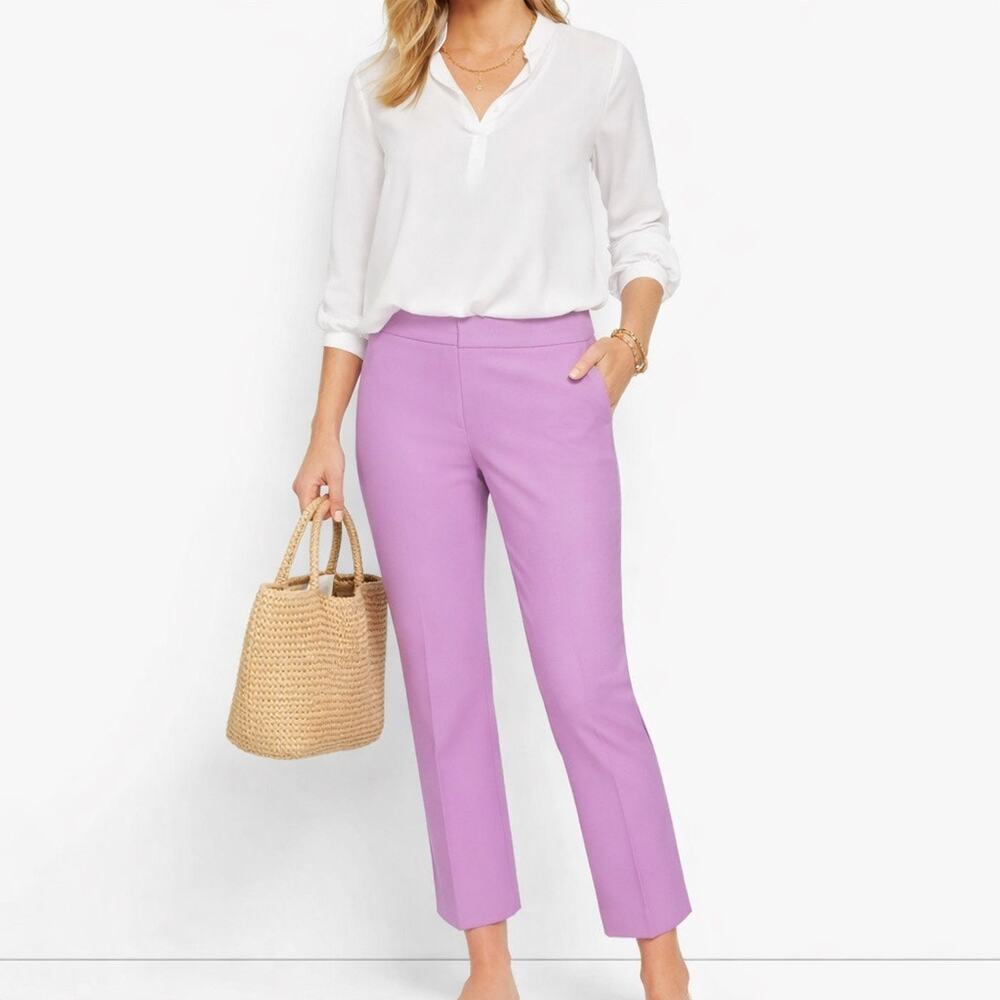 Talbots Orchid Ankle Pants Size 12 Stretch Straight Leg Career - Picture 2 of 8